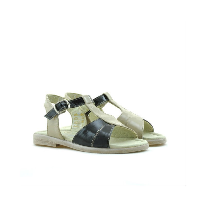 Small children sandals 40c patent beige+black
