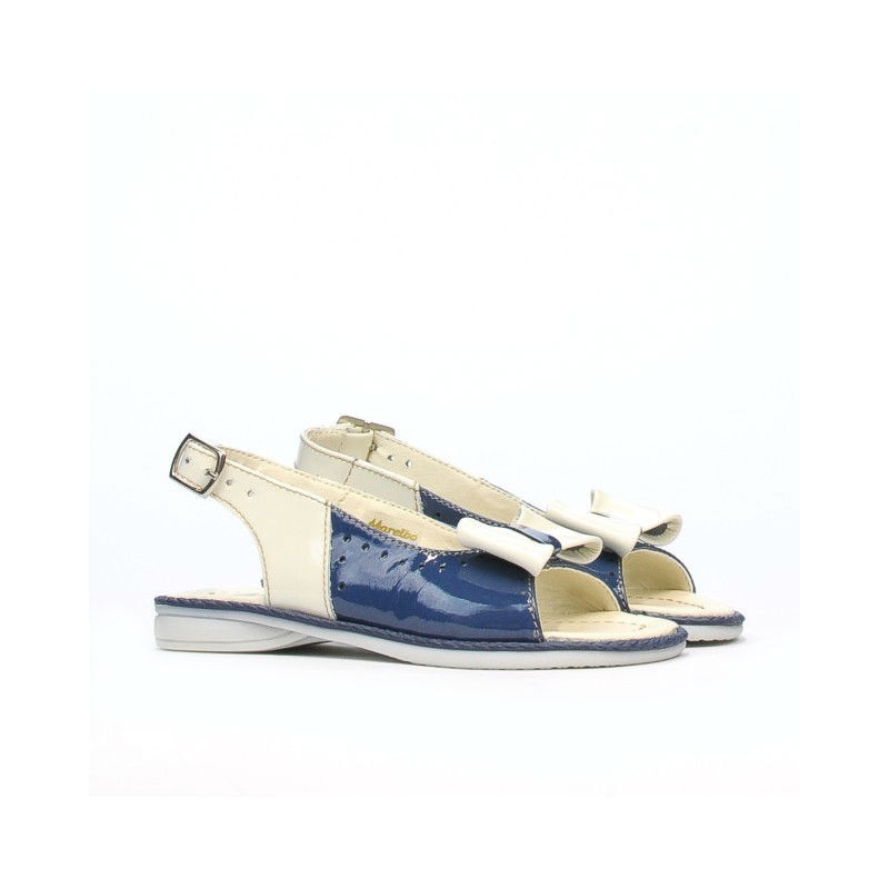 Small children sandals 58c patent indigo+beige
