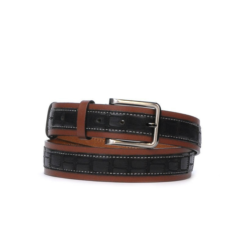 Men belt 18b croco black+brown