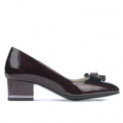 Women stylish, elegant shoes 1270 patent bordo satin