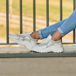 Women sport shoes 6015 white pearl combined
