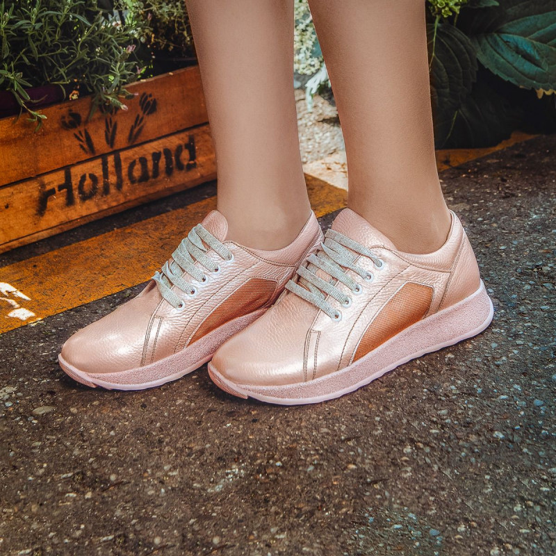 Pantofi sport/casual dama 6010 pudra pearl combined