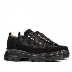 Women casual shoes 6043 black velour combined