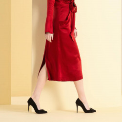 Women stylish, elegant shoes 1279 black antilopa