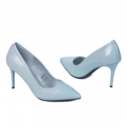 أحذية نسائية أنيقة 1293 جلد لامع أزرق فاتح