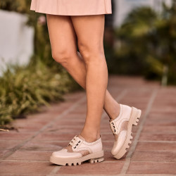 Women casual shoes 6047 beige combined lifestyle