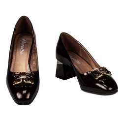 Women stylish, elegant shoes 1298 patent bordo
