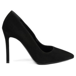 Women stylish, elegant shoes 1299 black antilopa