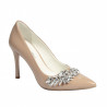 Women stylish, elegant shoes 1300 patent camel