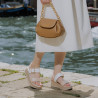 Women sandals 5107 beige pearl combined