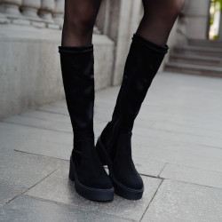 Women knee boots 3404 bufo black combined lifestyle