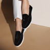 Women loafers, moccasins 6082 black velour lifestyle