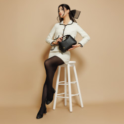 Women stylish, elegant shoes 1332 black velour combined lifestyle