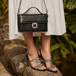 Women sandals 1317 black velour lifestyle