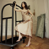 Women stylish, elegant shoes 1339 satin nude lifestyle