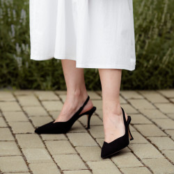 Women sandals 1343 black velour lifestyle