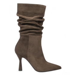 Ghete cu toc dama 1410 velour chocolate