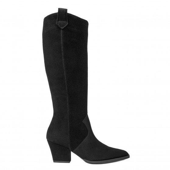 Cizma cu toc dama 1412 black velour