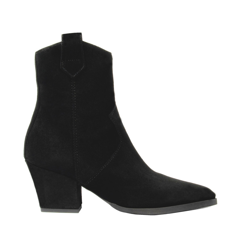Ghete cu toc dama 1411-1 black velour
