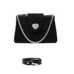 Women shoulder bag 051g 01 black camoscio