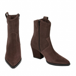 Ghete cu toc dama 1411 cacao velour