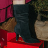 Ghete cu toc dama 1410 black velour lifestyle