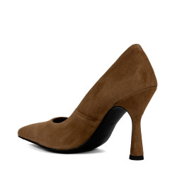 Women stylish, elegant shoes 1322 brown velour