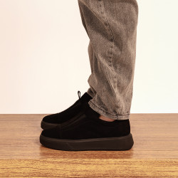 Women casual shoes 6095 black velour lifestyle
