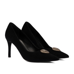 Women stylish, elegant shoes 1363 black velour